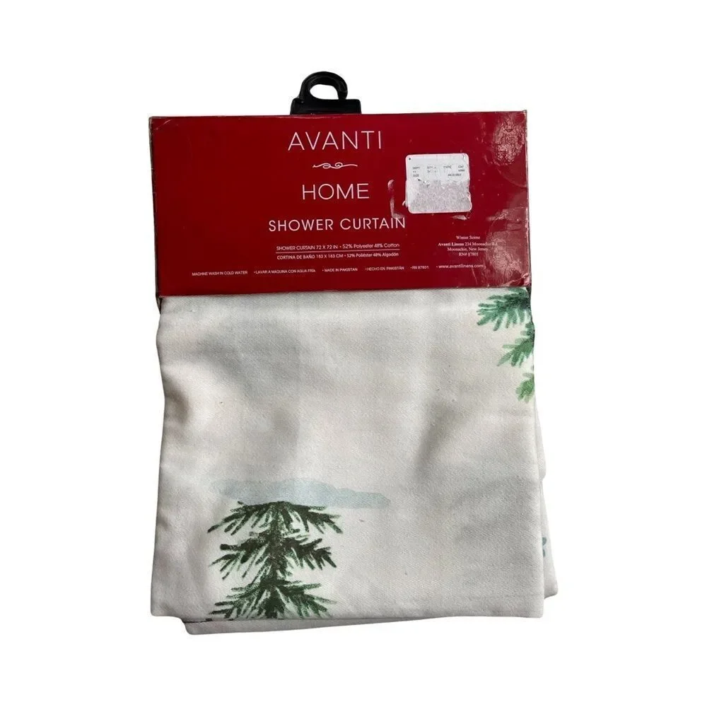 Avanti “Winter Scene” Holiday Town Shower Curtain NWT